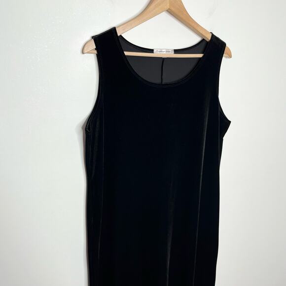Spencer Alexis Velvet Midi Dress Womens Large Black Sleeveless Classic Cocktail - Picture 3 of 9